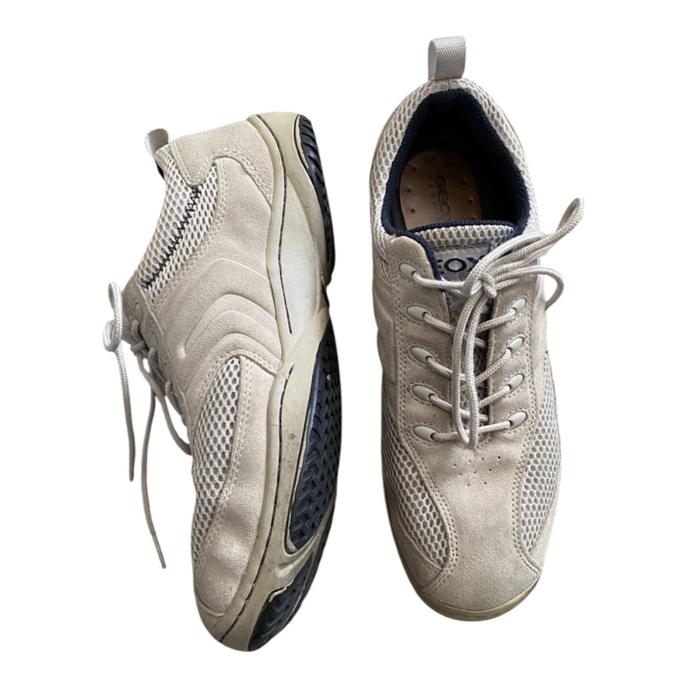 GEOX Respira Mens Classic Sporty Tan/Beige Suede Sneaker Driving Shoes